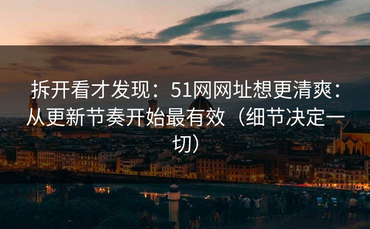 拆开看才发现：51网网址想更清爽：从更新节奏开始最有效（细节决定一切）